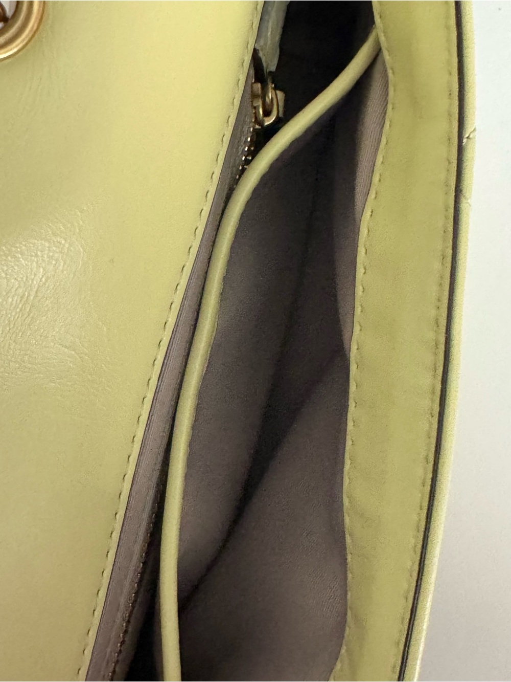 Tory Burch Small Kira Diamond Quilt Shoulder Bag Pale Yellow Frozen Zest NWOT - Picture 13 of 14